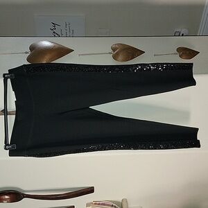 INC Sequined skinny leg regular pull on mid rise pants black size 18W NWT